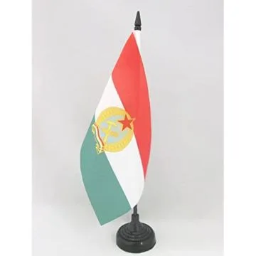 DRAPEAU DE TABLE RÉPUBLIQUE POPULAIRE DE HONGRIE 1949-1956 21x14cm - PETIT DRAPEAUX DE BUREAU HONGROIS COMMUNISTE - RAKOSI 14 x 21 cm