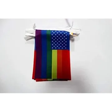 Guirlande 6 mètres 20 Drapeaux Arc-en-Ciel USA 21x15 cm - Drapeau Arc-en-Ciel américain 15 x 21 cm