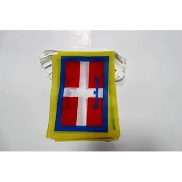 Guirlande 6 mètres 20 Drapeaux Piémont 21x15 cm - Drapeau de la région du Piemonte 15 x 21 cm