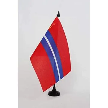 Drapeau de table République socialiste soviétique kirghize 1936-1991 21x14cm - PETIT Drapeaux DE BUREAU de la RSS du Kirghizistan en URSS 14 x 21 cm