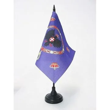 DRAPEAU DE TABLE ETENDARD ROYAL D\'ITALIE 1880-1946 15x15cm - PETIT DRAPEAUX DE BUREAU ROI ITALIEN 15 x 15 cm