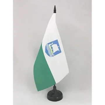DRAPEAU DE TABLE SAAREMAA 21x14cm - PETIT DRAPEAUX DE BUREAU ESTONIEN - ESTONIE 14 x 21 cm