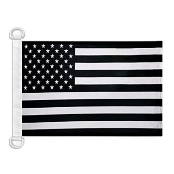 Pavillon nautique Etats-Unis Noir et blanc 45x30 cm Anneaux Plastiques