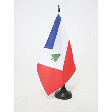DRAPEAU DE TABLE ACADIENS DE NOUVELLE-ANGLETERRE 21x14cm - PETIT DRAPEAUX DE BUREAU FRANCO-AMÍ?RICAINS 14 x 21 cm