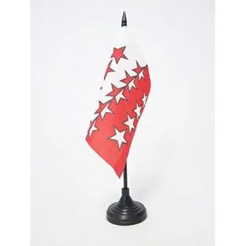 DRAPEAU DE TABLE CANTON DU VALAIS 15x15cm - PETIT DRAPEAUX DE BUREAU WALLIS - VS SUISSE 15 x 15 cm
