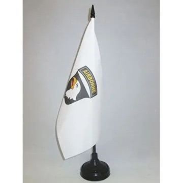 DRAPEAU DE TABLE USA AIRBORNE BLANC AVEC AIGLE 21x14cm - PETIT DRAPEAUX DE BUREAU AMÉRICAIN ? ARMÉE ETATS-UNIS  14 x 21 cm