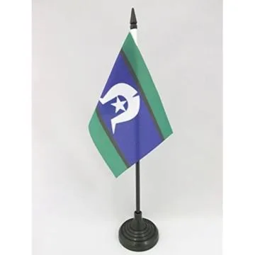 DRAPEAU DE TABLE ILES DU DÉTROIT DE TORRÈS 15x10cm - PETIT DRAPEAUX DE BUREAU INDIGÈNE AUSTRALIEN - AUSTRALIE 10 x 15 cm