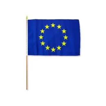 DRAPEAU EUROPE 45x30cm HAMPE en bois - LOT DE 10 DRAPEAUX EUROPÉEN 30 x 45 cm