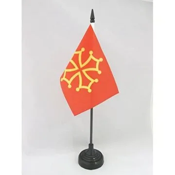 DRAPEAU DE TABLE PROVINCE DU LANGUEDOC 15x10cm - PETIT DRAPEAUX DE BUREAU TERRITOIRE OCCITAN - OCCITANIE 10 x 15 cm