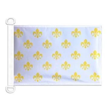 Pavillon nautique Fleur de Lys Multi Blanc et Or 45x30 cm Anneaux Plastiques