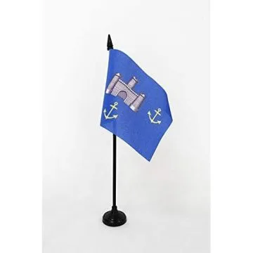DRAPEAU DE TABLE ÎLE DE WIGHT ANCIEN 15x10cm - PETIT DRAPEAUX DE BUREAU ISLE OF WIGHT - ANGLETERRE 10 x 15 cm