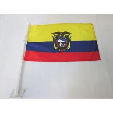 Drapeau de voiture EQUATEUR 45x30cm en maille bloquée - Carflag Í?QUATORIEN 30 x 45 cm