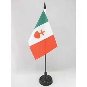 DRAPEAU DE TABLE ITALIE SACRÉ C?UR DE JÉSUS 15x10cm - PETIT DRAPEAUX DE BUREAU ITALIEN CATHOLIQUE 10 x 15 cm