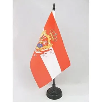 DRAPEAU DE TABLE GRAND-DUCHÉ DE TOSCANE 21x14cm - PETIT DRAPEAUX DE BUREAU ITALIEN ANCIEN - ITALIE 14 x 21 cm