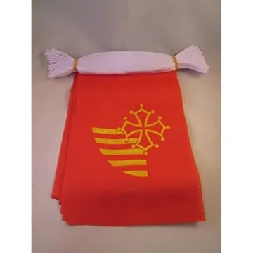 GUIRLANDE 6 mètres 20 DRAPEAUX LANGUEDOC-ROUSSILLON 21x15 cm - DRAPEAU LANGUEDOCIEN 15 x 21 cm