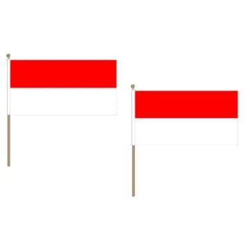 DRAPEAU MONACO 45x30cm HAMPE en bois - LOT DE 10 DRAPEAUX MONÍ?GASQUE 30 x 45 cm