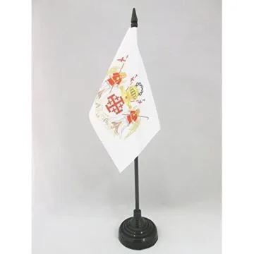 DRAPEAU DE TABLE ORDRE ÉQUESTRE SAINT-SÉPULCRE DE JÉRUSALEM 15x10cm - PETIT DRAPEAUX DE BUREAU CHRÉTIEN 10 x 15 cm