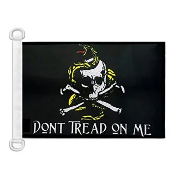 Pavillon nautique Pirate Don't Tread On Me 45x30 cm Anneaux Plastiques