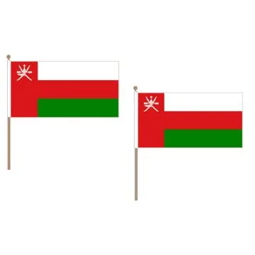 DRAPEAU OMAN 45x30cm HAMPE en bois - LOT DE 10 DRAPEAUX OMANAIS 30 x 45 cm