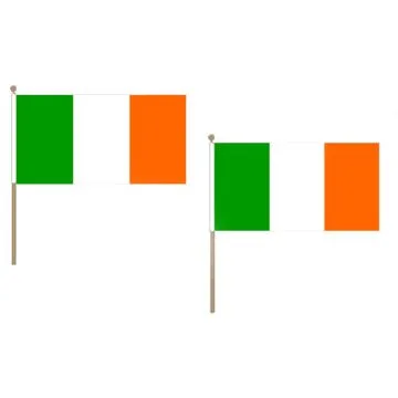 DRAPEAU IRLANDE 45x30cm HAMPE en bois - LOT DE 10 DRAPEAUX IRLANDAIS 30 x 45 cm