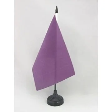DRAPEAU DE TABLE UNICOLORE VIOLET 21x14cm - PETIT DRAPEAUX DE BUREAU DE COULEUR VIOLETTE 14 x 21 cm