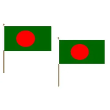 DRAPEAU BANGLADESH 45x30cm HAMPE en bois - LOT DE 10 DRAPEAUX BANGLADAIS 30 x 45 cm
