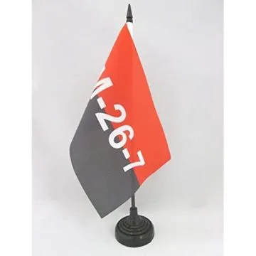 DRAPEAU DE TABLE CUBA MOUVEMENT DU 26 JUILLET 21x14cm - PETIT DRAPEAUX DE BUREAU M-26-7 - FIDEL CASTRO 14 x 21 cm