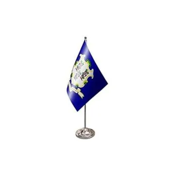 DRAPEAU DE TABLE prestige CONNECTICUT 22x15cm en SATIN - GRAND DRAPEAUX DE BUREAU ETAT AMÉRICAIN - USA - ETATS-UNIS 15 x 22 cm
