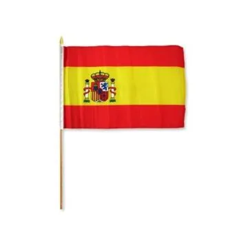 DRAPEAU ESPAGNE 45x30cm HAMPE en bois - LOT DE 10 DRAPEAUX ESPAGNOL 30 x 45 cm