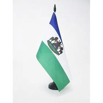 DRAPEAU DE TABLE ETENDARD ROYAL DU LESOTHO 21x14cm - PETIT DRAPEAUX DE BUREAU ROYAUME LESOTHO 14 x 21 cm