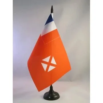 DRAPEAU DE TABLE WALLIS ET FUTUNA 21x14cm - PETIT DRAPEAUX DE BUREAU WALLISIEN FUTUNIEN - FRANCE 14 x 21 cm