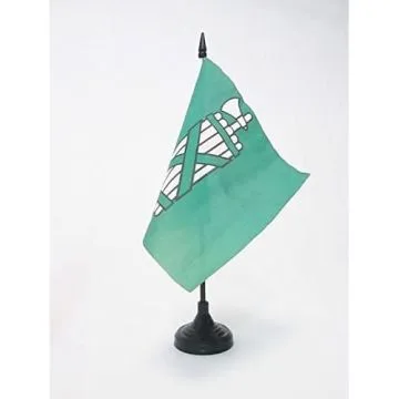 DRAPEAU DE TABLE CANTON DE SAINT-GALL 15x15cm - PETIT DRAPEAUX DE BUREAU ST. GALLEN - SG SUISSE 15 x 15 cm