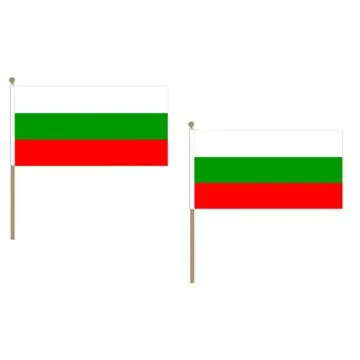 DRAPEAU BULGARIE 45x30cm HAMPE en bois - LOT DE 10 DRAPEAUX BULGARE 30 x 45 cm