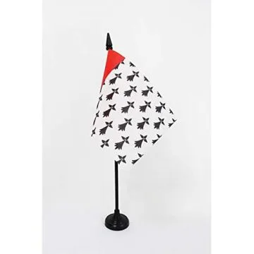 DRAPEAU DE TABLE PAYS NANTAIS 15x10cm - PETIT DRAPEAUX DE BUREAU BRO NAONED NANTES EN BRETAGNE 10 x 15 cm