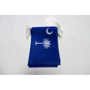 Guirlande 6 mètres 20 Drapeaux Caroline du Sud 21x15 cm - Drapeau de l\'état américain de la Caroline du Sud 15 x 21 cm
