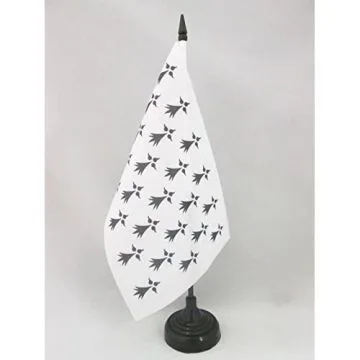 DRAPEAU DE TABLE PROVINCE DE BRETAGNE 21x14cm - PETIT DRAPEAUX DE BUREAU HISTORIQUE BRETON 14 x 21 cm