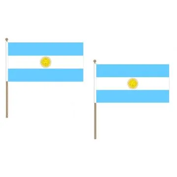 DRAPEAU ARGENTINE 45x30cm HAMPE en bois - LOT DE 10 DRAPEAUX ARGENTIN 30 x 45 cm