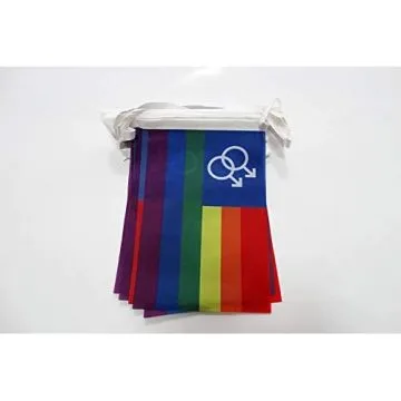 Guirlande 6 mètres 20 Drapeaux Arc-en-Ciel Double Mars 21x15 cm - Drapeau gay 15 x 21 cm