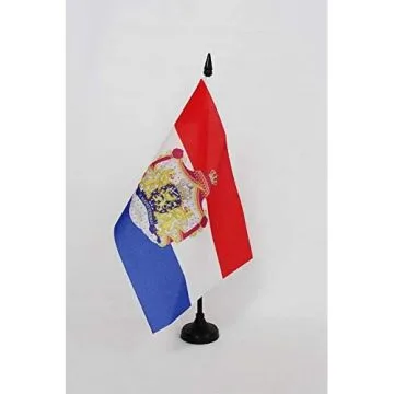 Drapeau de table Pays-Bas avec armes 21x14cm - PETIT Drapeaux DE BUREAU hollandais avec armoiries 14 x 21 cm