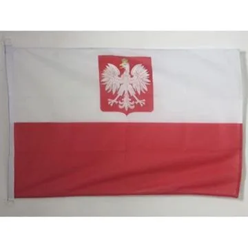 DRAPEAU POLOGNE AVEC AIGLE 90x60cm - DRAPEAU POLONAIS 60 x 90 cm Spécial Extérieur - DRAPEAUX