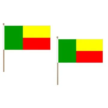 DRAPEAU BÍ?NIN 45x30cm HAMPE en bois - LOT DE 10 DRAPEAUX BÍ?NINOIS 30 x 45 cm