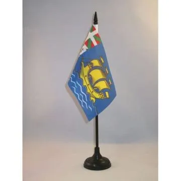 DRAPEAU DE TABLE SAINT PIERRE ET MIQUELON 15x10cm - PETIT DRAPEAUX DE BUREAU FRANÇAIS - FRANCE 10 x 15 cm