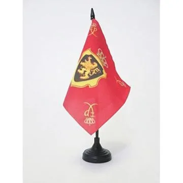 DRAPEAU DE TABLE ETENDARD ROYAL DE BELGIQUE 15x15cm - PETIT DRAPEAUX DE BUREAU ROI BELGE 15 x 15 cm