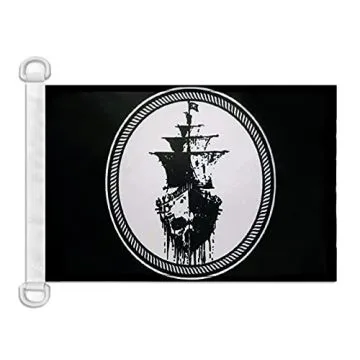 Pavillon nautique Pirate Mer Noire 45x30 cm Anneaux Plastiques