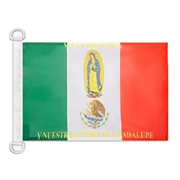 Pavillon nautique Mexique Viva Cristo Rey 45x30 cm Anneaux Plastiques