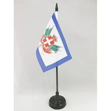 DRAPEAU DE TABLE ARMES ROYAUME D\'ITALIE 1861-1870 15x10cm - PETIT DRAPEAUX DE BUREAU ROYAL ITALIEN 10 x 15 cm