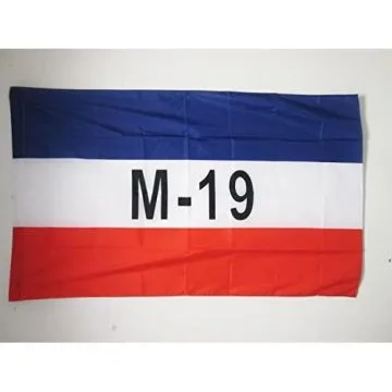 DRAPEAU MOUVEMENT DU 19 AVRIL DE COLOMBIE 150x90cm - DRAPEAU MOVIMIENTO 19 DE ABRIL 90 x 150 cm Fourreau pour hampe