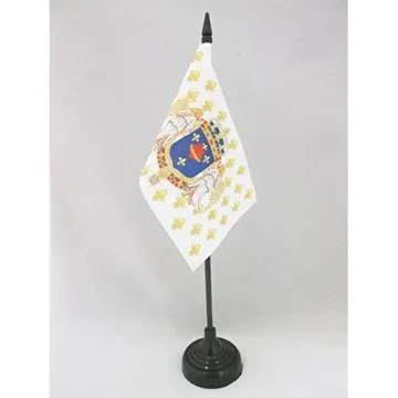 DRAPEAU DE TABLE ROYAUME DE FRANCE ANGES SACRÉ C?UR 15x10cm - PETIT DRAPEAUX DE BUREAU ROYALISTE PAVILLON DU ROI ANCIEN RÉGIME JÉSUS 10 x 15 cm