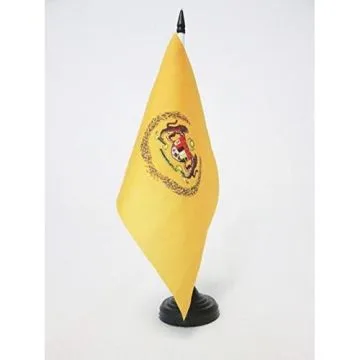 DRAPEAU DE TABLE ETENDARD ROYAL DE MALAISIE 21x14cm - PETIT DRAPEAUX DE BUREAU ROYAUME MALAIS 14 x 21 cm