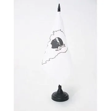 DRAPEAU DE TABLE CORSE AVEC Í?LE 15x15cm - PETIT DRAPEAUX DE BUREAU CORSICA 15 x 15 cm